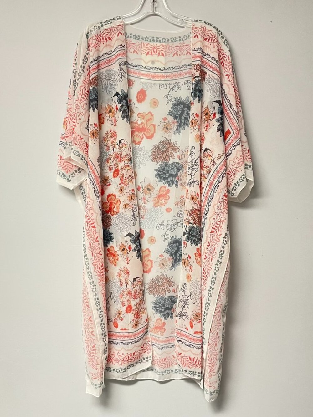Unbranded Womens Kimono Floral Print Long Boho Cottagecore Sheer Beachy Flowy